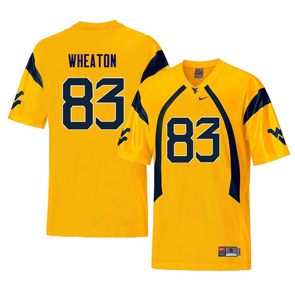 Men #83 Bryce Wheaton West Virginia Mountaineers Throwback College Football Jerseys Sale-Yellow - Click Image to Close
